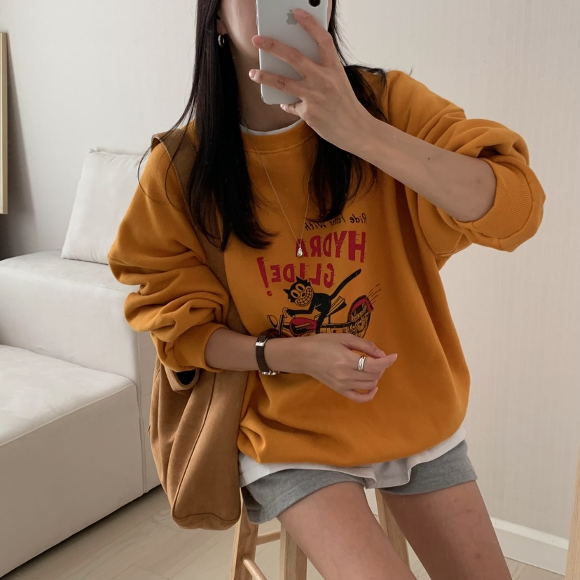 HELLO JINI韓國直郵㊣女士新品時尚職業25秋冬真品人氣衛衣HELLO JINI衛衣