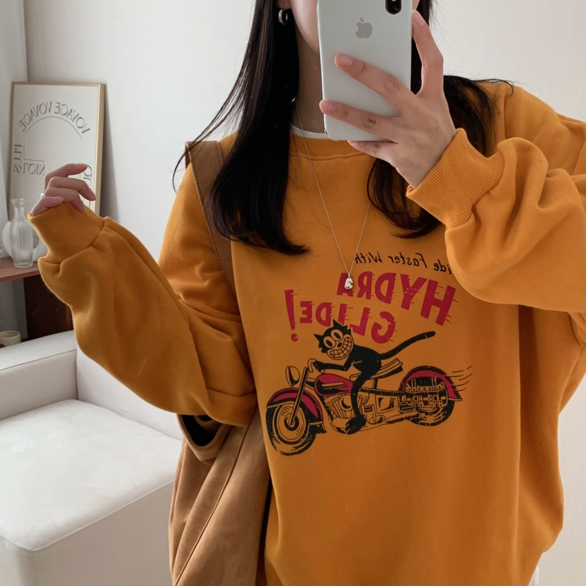 HELLO JINI韓國直郵㊣女士新品時尚職業25秋冬真品人氣衛衣HELLO JINI衛衣