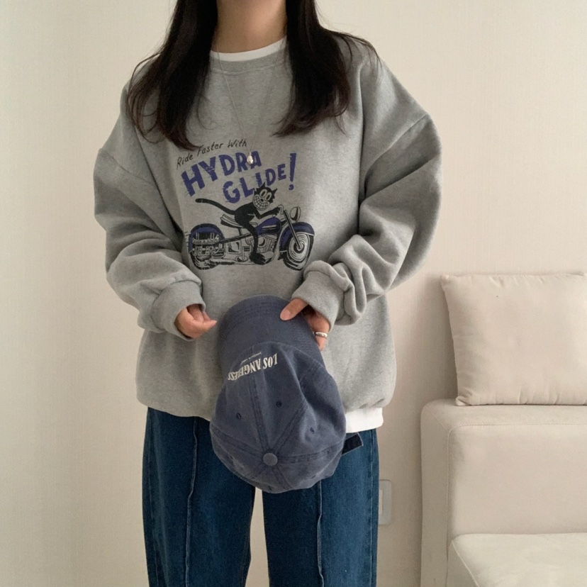 HELLO JINI韓國直郵㊣女士新品時尚職業25秋冬真品人氣衛衣HELLO JINI衛衣