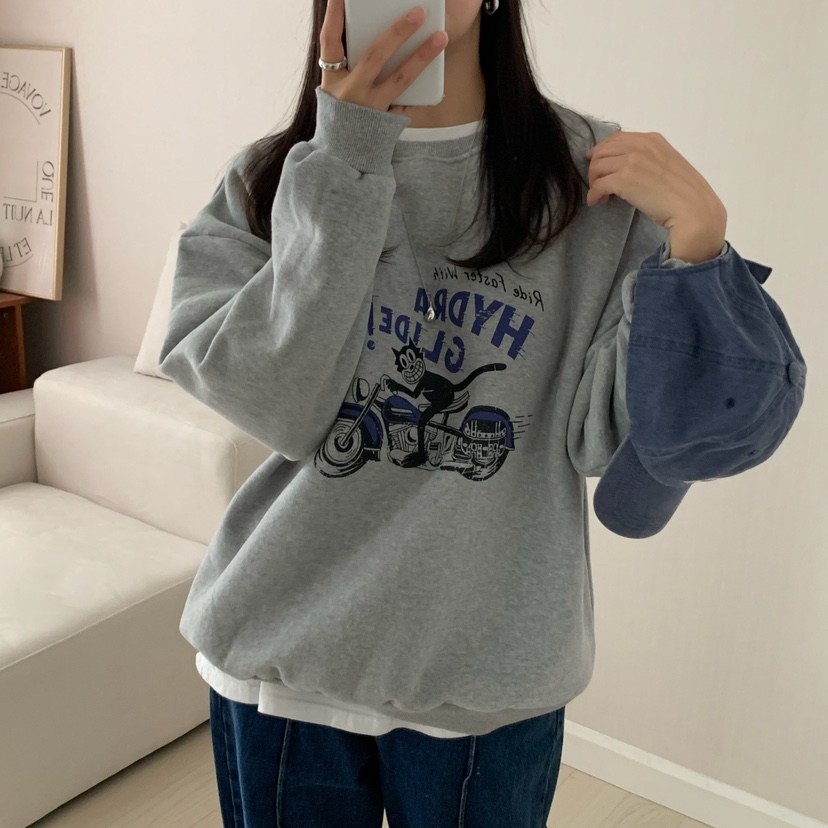 HELLO JINI韓國直郵㊣女士新品時尚職業25秋冬真品人氣衛衣HELLO JINI衛衣