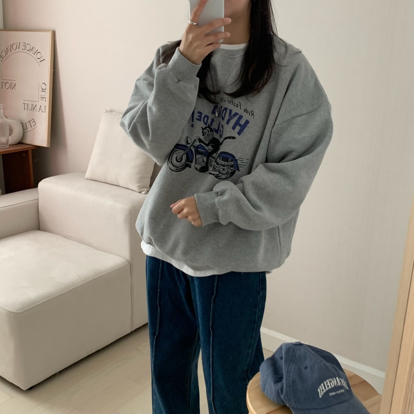 HELLO JINI韓國直郵㊣女士新品時尚職業25秋冬真品人氣衛衣HELLO JINI衛衣