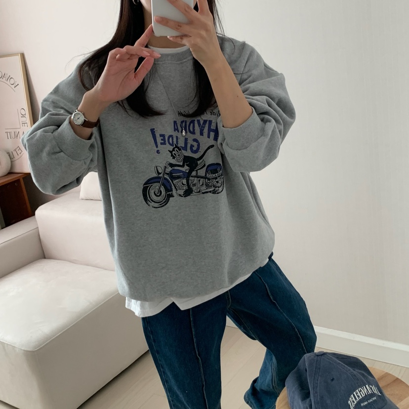 HELLO JINI韓國直郵㊣女士新品時尚職業25秋冬真品人氣衛衣HELLO JINI衛衣