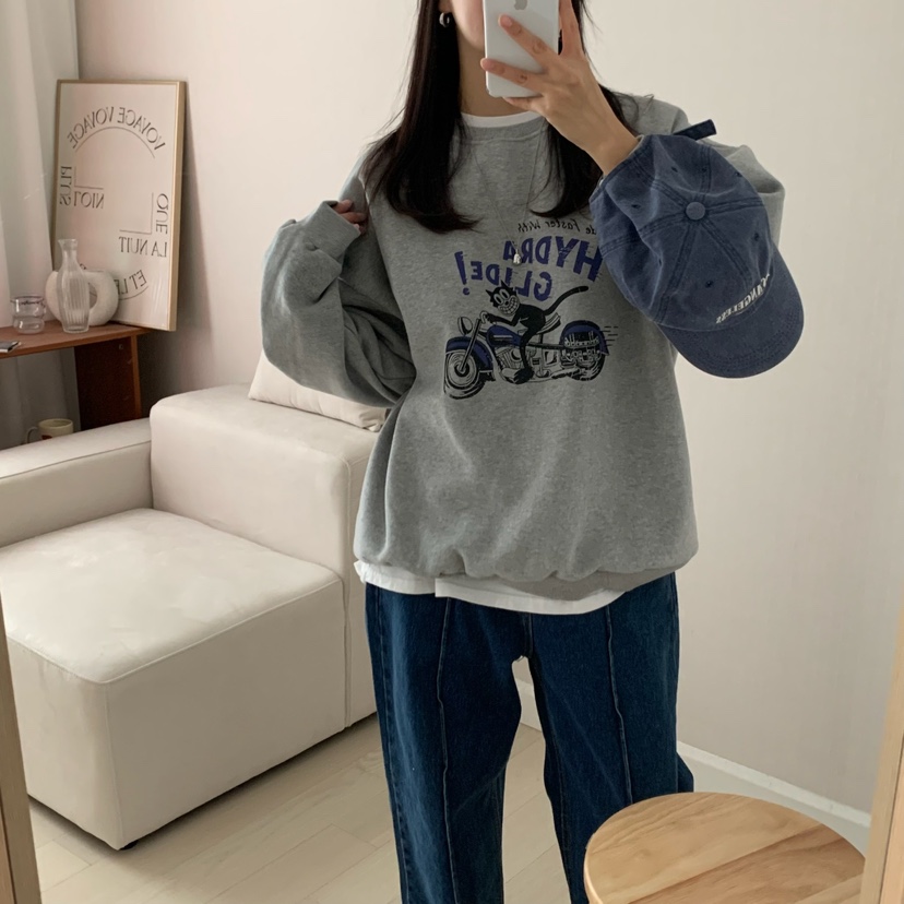 HELLO JINI韓國直郵㊣女士新品時尚職業25秋冬真品人氣衛衣HELLO JINI衛衣