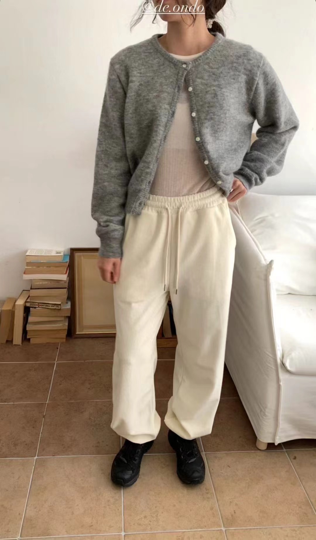 DE ONDO東大門㊣實拍女裝新品熱賣人氣職業真品休閑褲毛圈布DE ONDO休閑褲圖色1