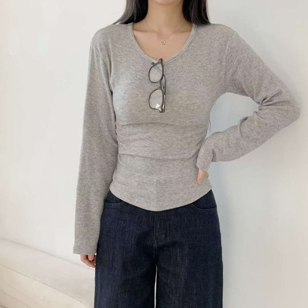 WOO SUNG東大門㊣直郵女裝新品熱賣長袖T恤安哥拉羊毛修身WOO SUNG長袖T恤圖色2