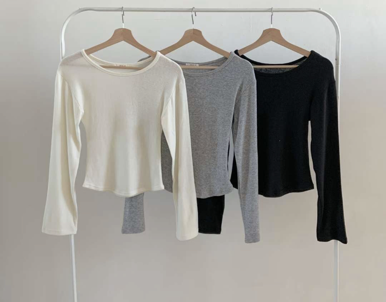 WOO SUNG東大門㊣直郵女裝新品熱賣長袖T恤安哥拉羊毛修身WOO SUNG長袖T恤圖色3左三色