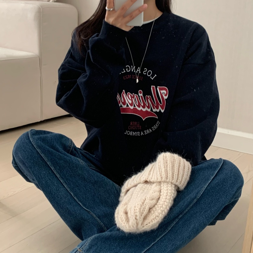 HELLO JINI韓國代購㊣女士新款真品推薦時尚25秋冬職業衛衣HELLO JINI衛衣