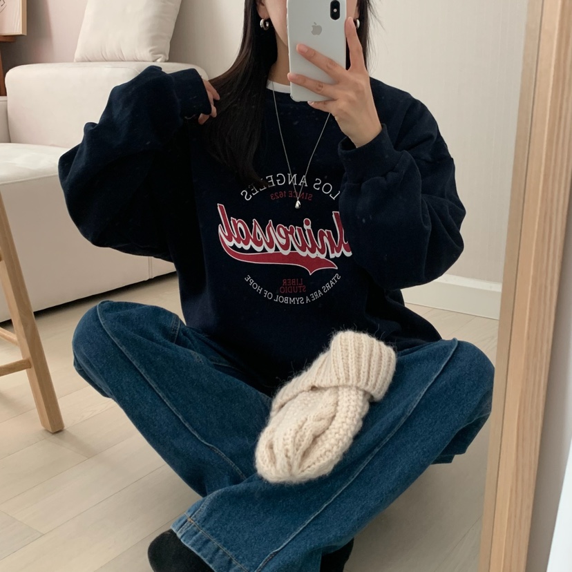 HELLO JINI韓國代購㊣女士新款真品推薦時尚25秋冬職業衛衣HELLO JINI衛衣