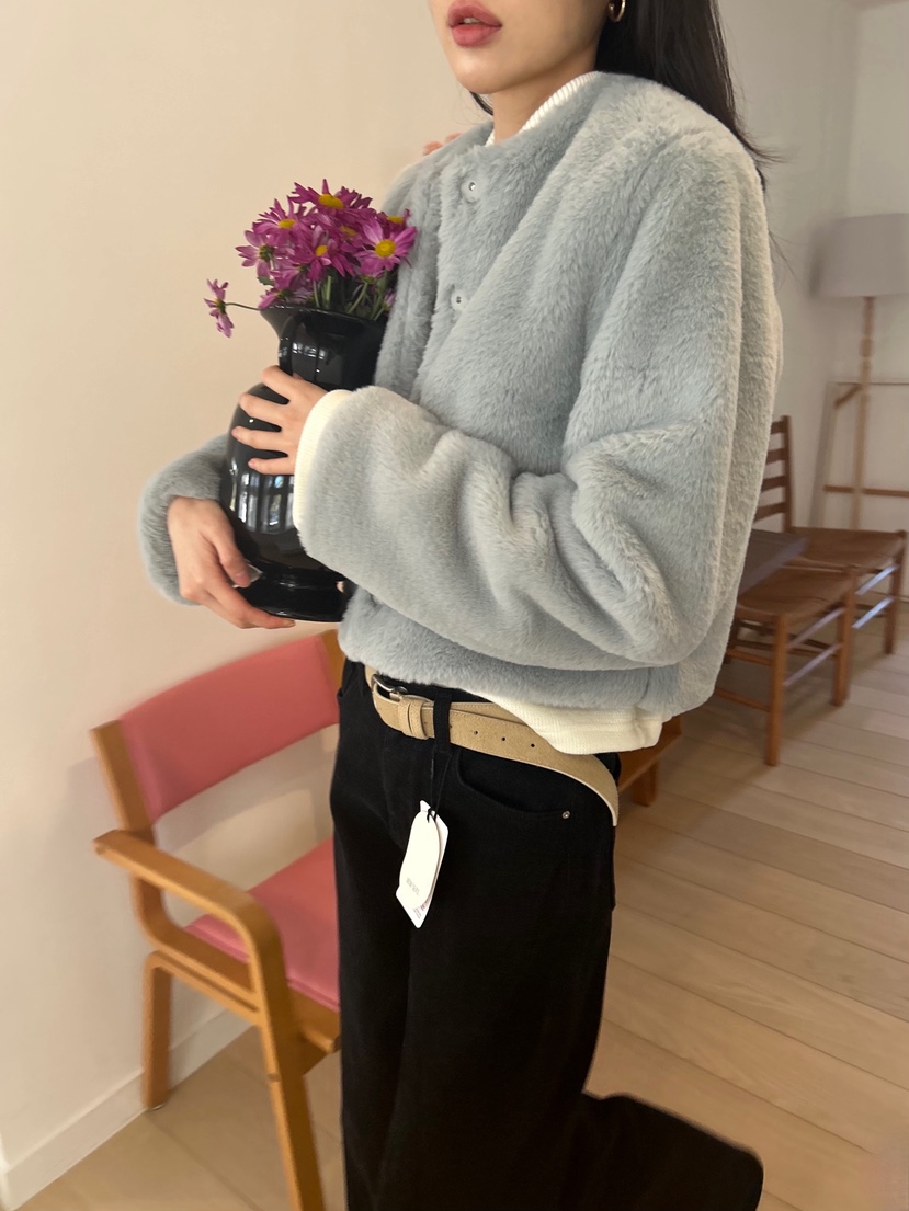 ME MO東大門㊣實拍女士新款休閑推薦時尚熱賣短款大衣皮草ME MO短款大衣