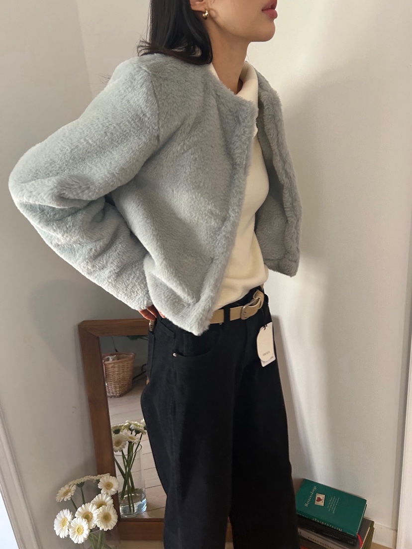 ME MO東大門㊣實拍女士新款休閑推薦時尚熱賣短款大衣皮草ME MO短款大衣