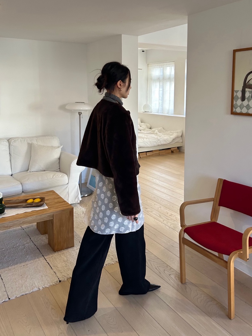 ME MO東大門㊣實拍女士新款休閑推薦時尚熱賣短款大衣皮草ME MO短款大衣