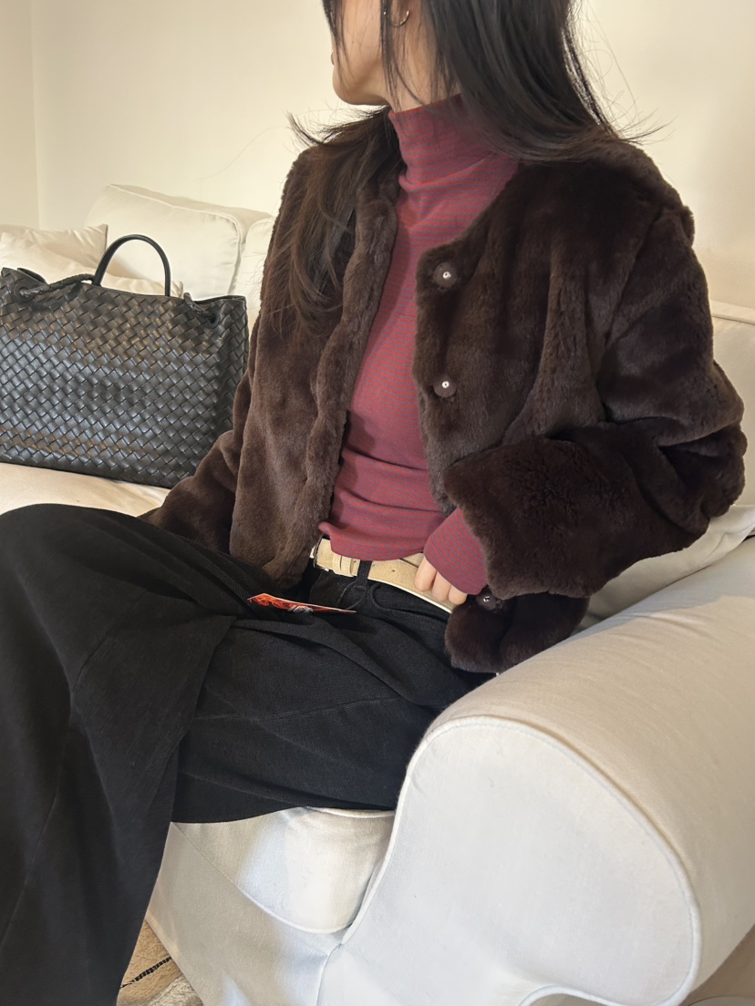 ME MO東大門㊣實拍女士新款休閑推薦時尚熱賣短款大衣皮草ME MO短款大衣