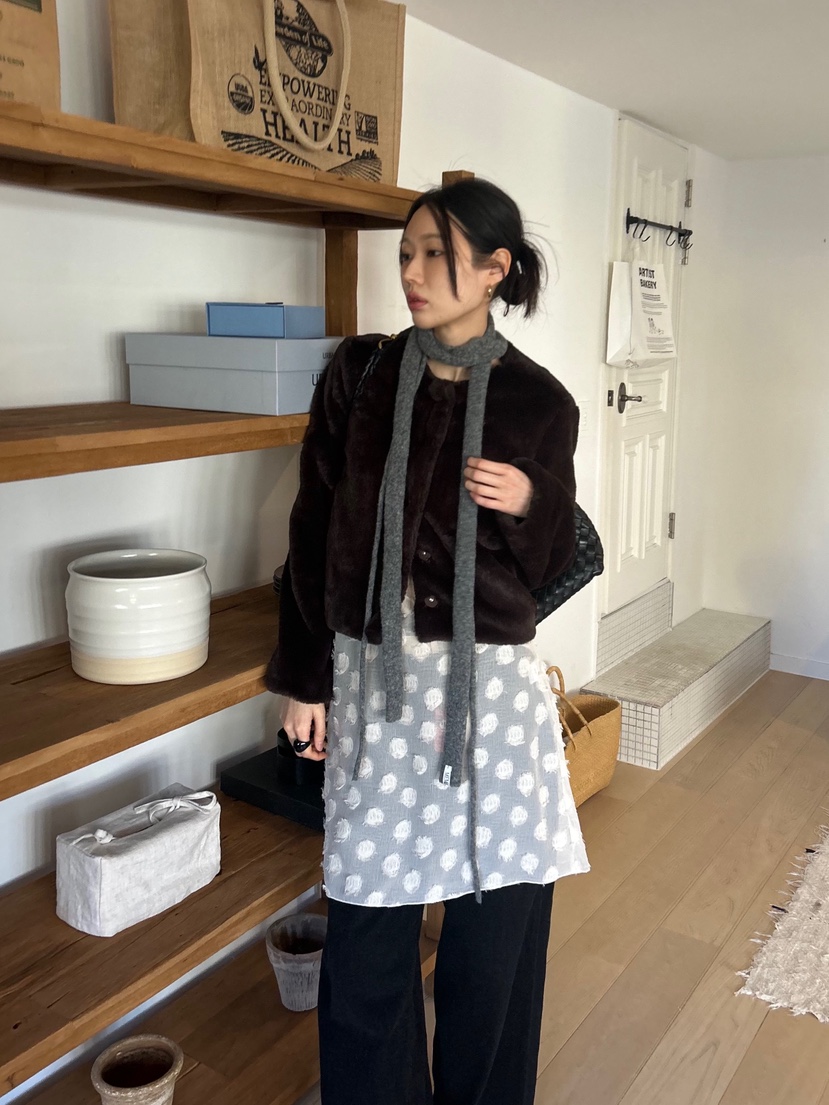 ME MO東大門㊣實拍女士新款休閑推薦時尚熱賣短款大衣皮草ME MO短款大衣