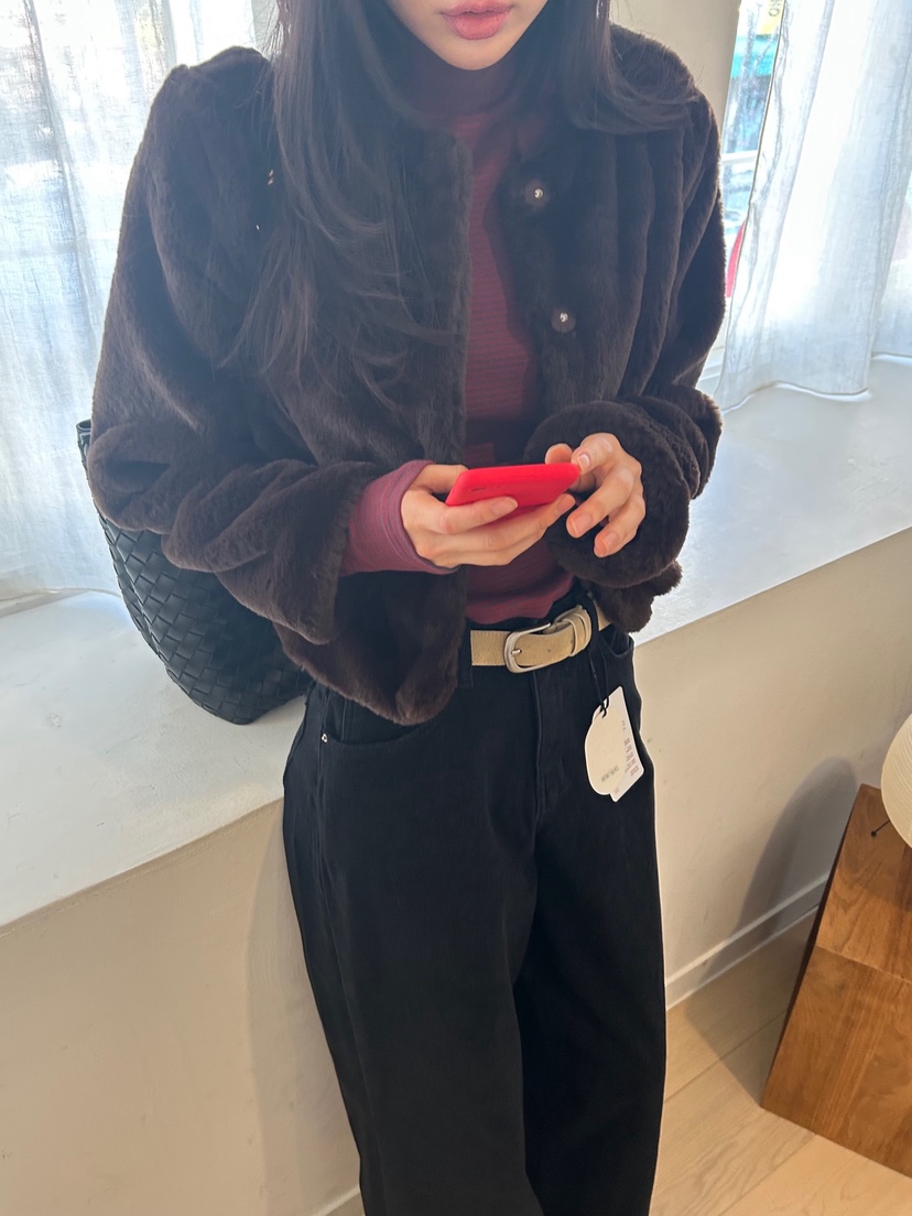 ME MO東大門㊣實拍女士新款休閑推薦時尚熱賣短款大衣皮草ME MO短款大衣