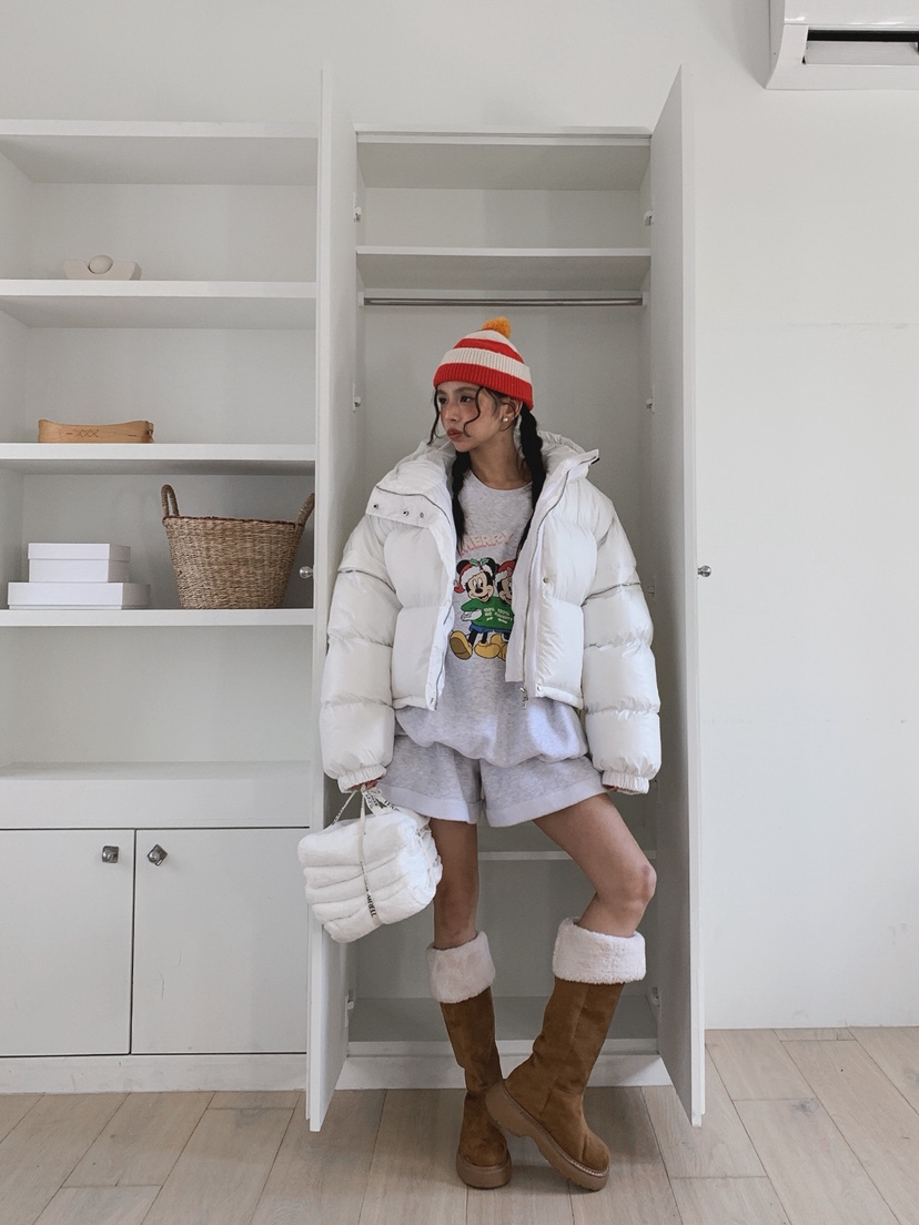 OURWAVE/OUR ROOM韓國代購㊣女士新款25秋冬短款羽絨服羽絨袖子可拆卸填充Our Wave/Our Room短款羽絨服