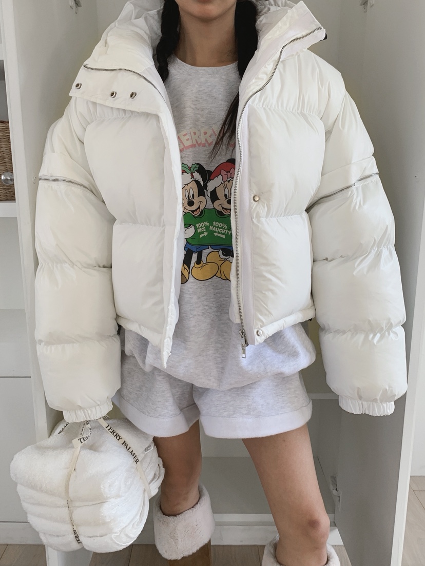 OURWAVE/OUR ROOM韓國代購㊣女士新款25秋冬短款羽絨服羽絨袖子可拆卸填充Our Wave/Our Room短款羽絨服