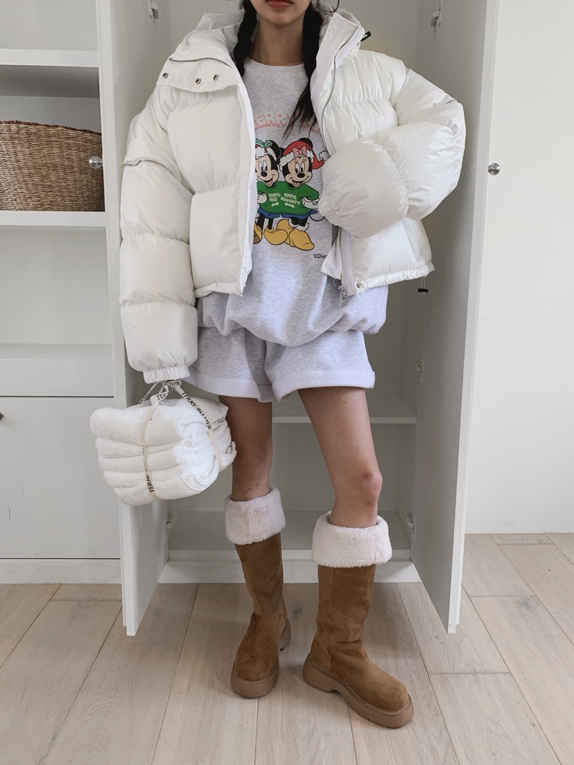 OURWAVE/OUR ROOM韓國代購㊣女士新款25秋冬短款羽絨服羽絨袖子可拆卸填充Our Wave/Our Room短款羽絨服