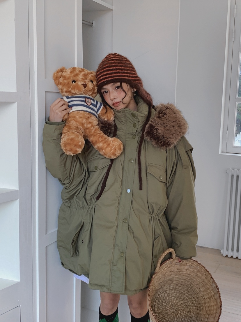 OURWAVE/OUR ROOM東大門㊣實拍女士新品人氣長款羽絨服浣熊Our Wave/Our Room長款羽絨服