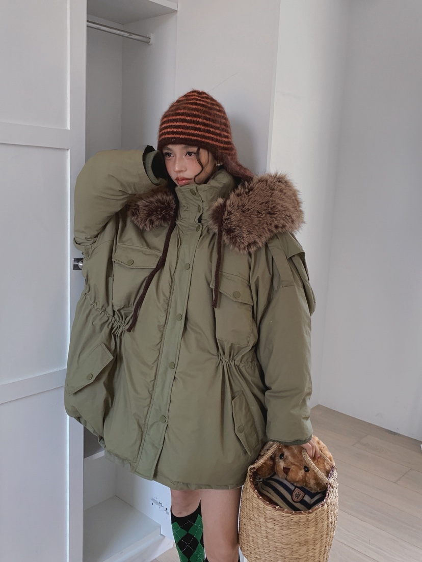 OURWAVE/OUR ROOM東大門㊣實拍女士新品人氣長款羽絨服浣熊Our Wave/Our Room長款羽絨服