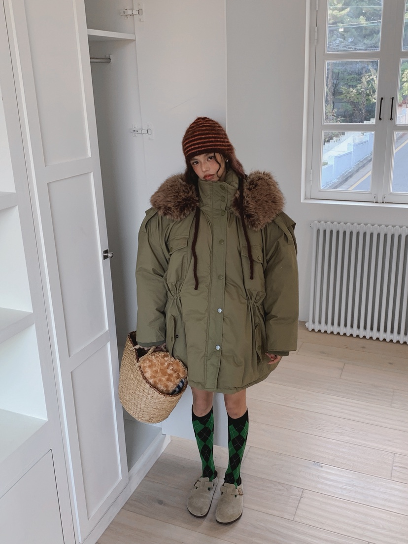 OURWAVE/OUR ROOM東大門㊣實拍女士新品人氣長款羽絨服浣熊Our Wave/Our Room長款羽絨服