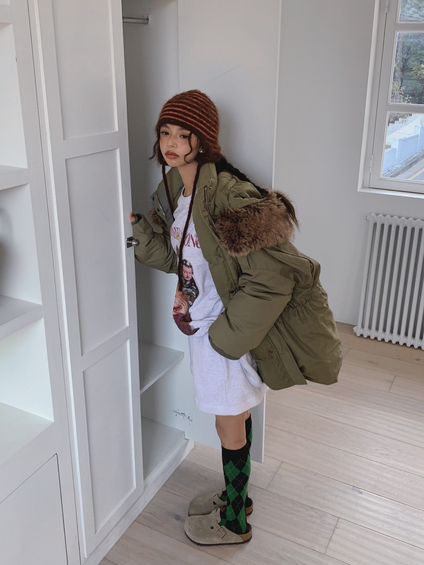 OURWAVE/OUR ROOM東大門㊣實拍女士新品人氣長款羽絨服浣熊Our Wave/Our Room長款羽絨服