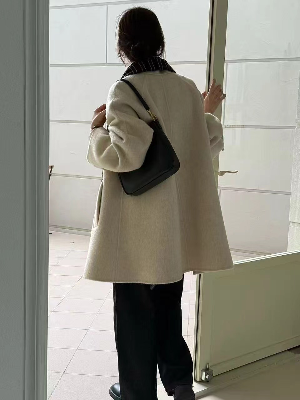 AMYGRACE韓國代購㊣女士新品25秋冬熱賣休閑職業中長款大衣AMYGRACE中長款大衣