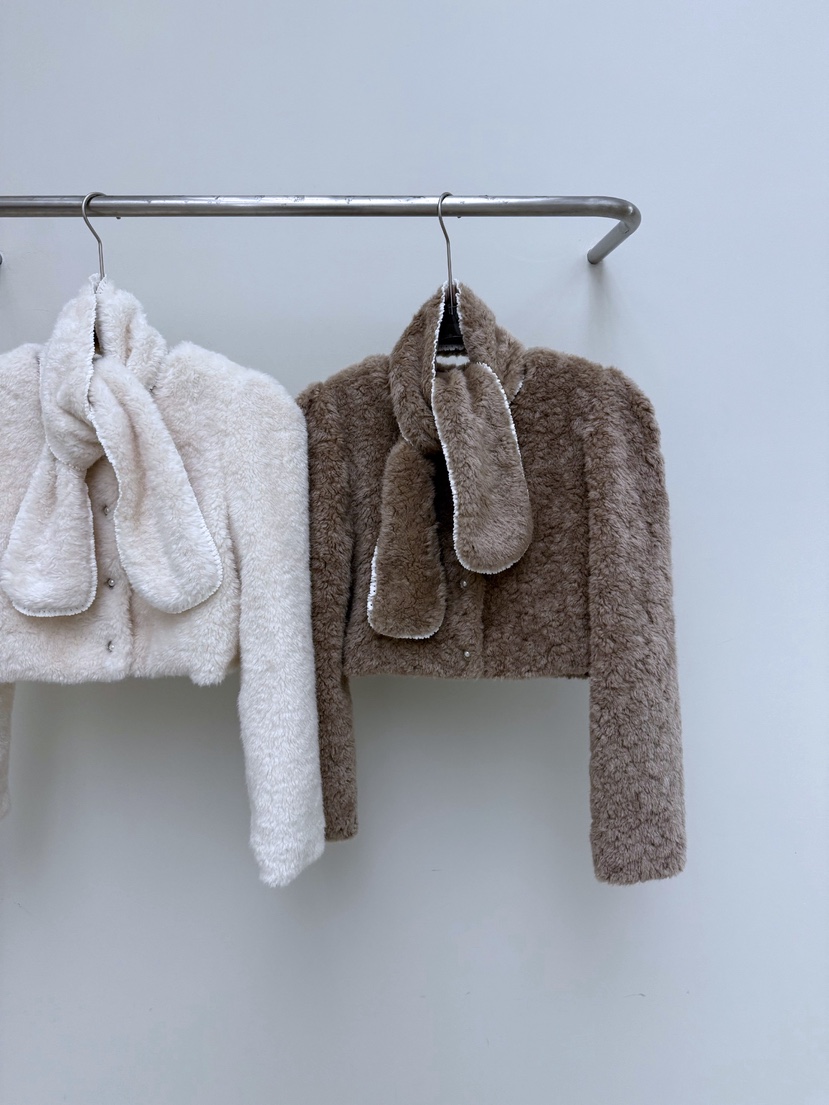 AB韓國直郵㊣女裝新品職業25秋冬時尚熱賣推薦夾克含圍巾毛皮AB夾克