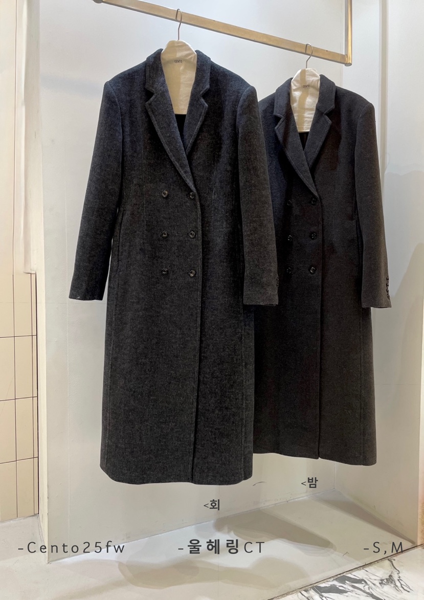 CENTO東大門㊣實拍女裝新款25秋冬休閑中長款大衣羊毛人字紋CENTO中長款大衣