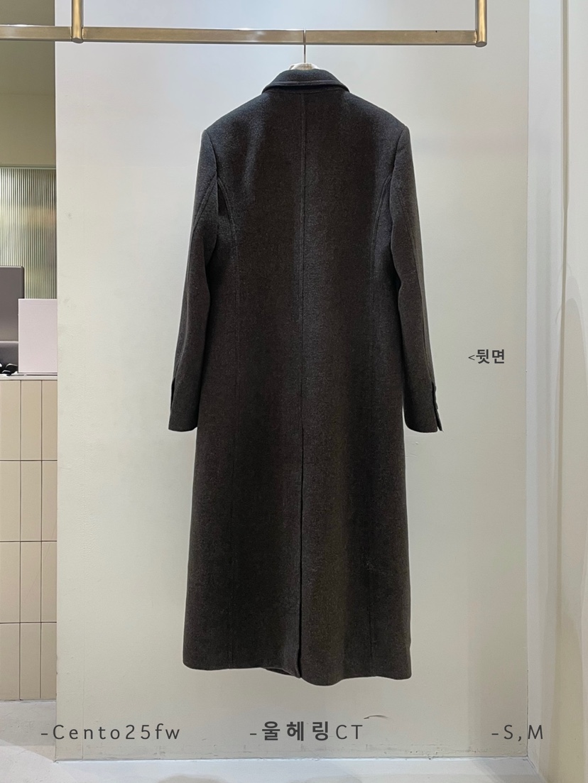 CENTO東大門㊣實拍女裝新款25秋冬休閑中長款大衣羊毛人字紋CENTO中長款大衣