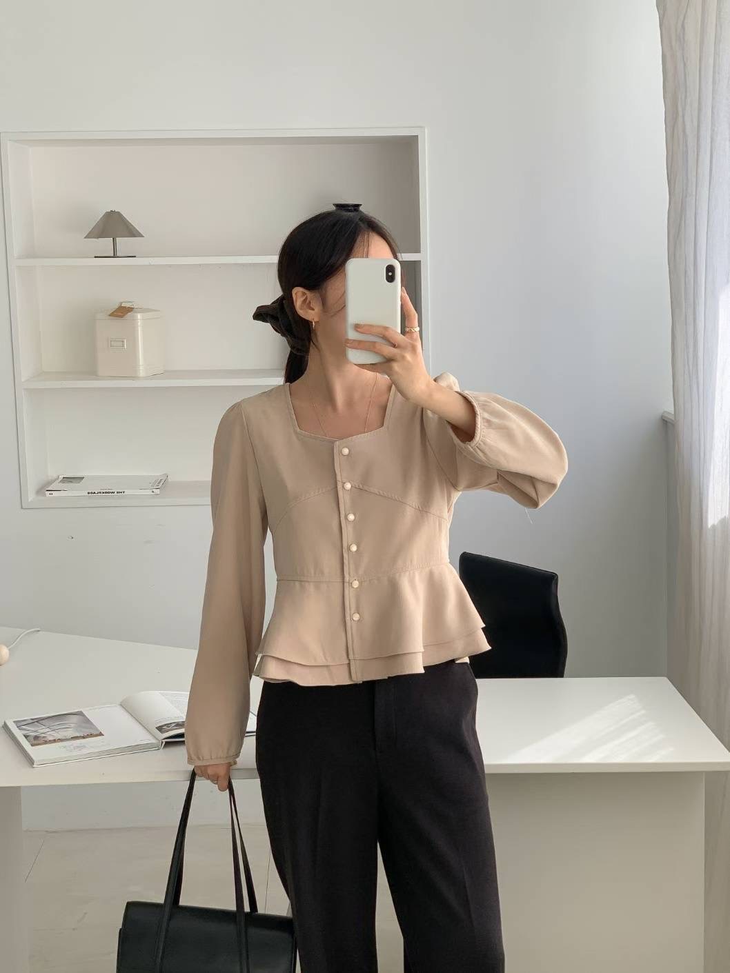 CIRCLE-써클-T韓國直郵㊣女士新品25秋冬時尚休閑襯衫蕾絲衫CIRCLE襯衫/蕾絲衫