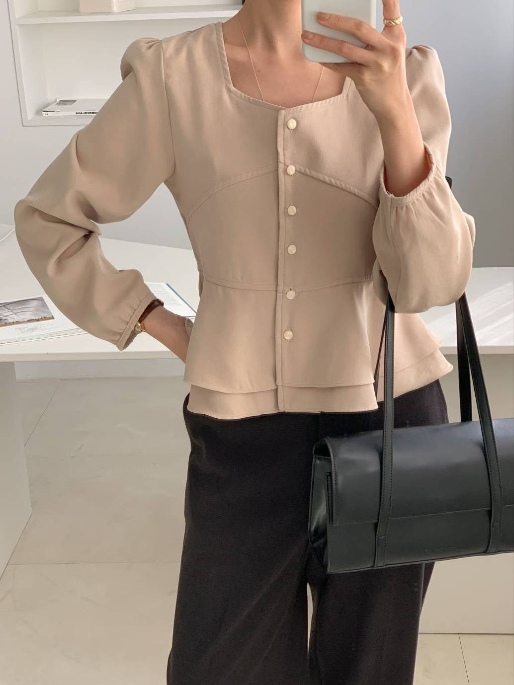 CIRCLE-써클-T韓國直郵㊣女士新品25秋冬時尚休閑襯衫蕾絲衫CIRCLE襯衫/蕾絲衫圖色1