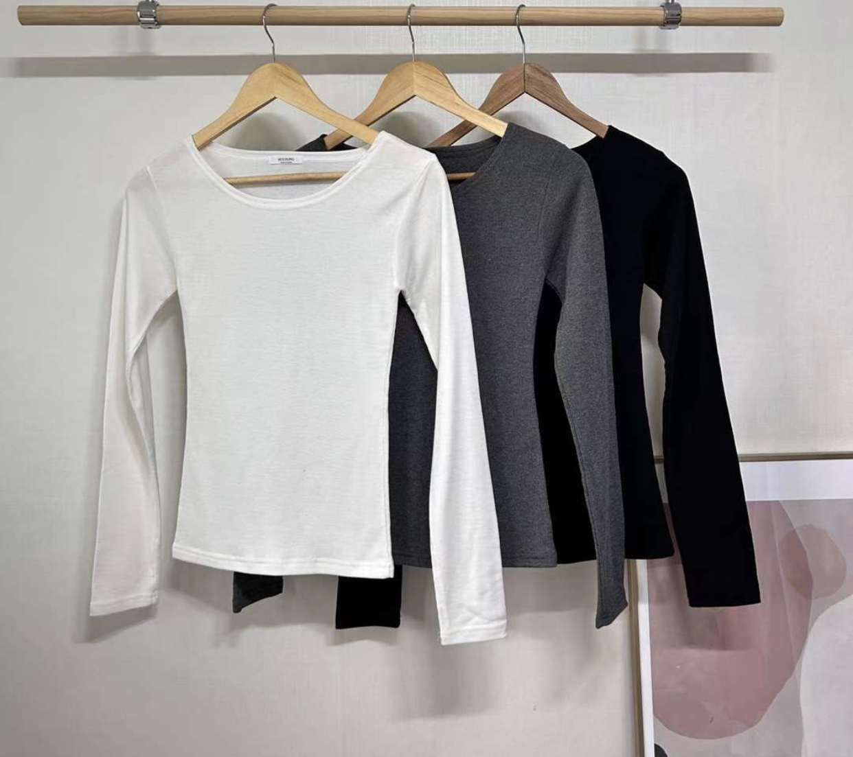 WOO SUNG韓國代購㊣女士新品熱賣真品推薦長袖T恤羅紋長款WOO SUNG長袖T恤圖色2左二色