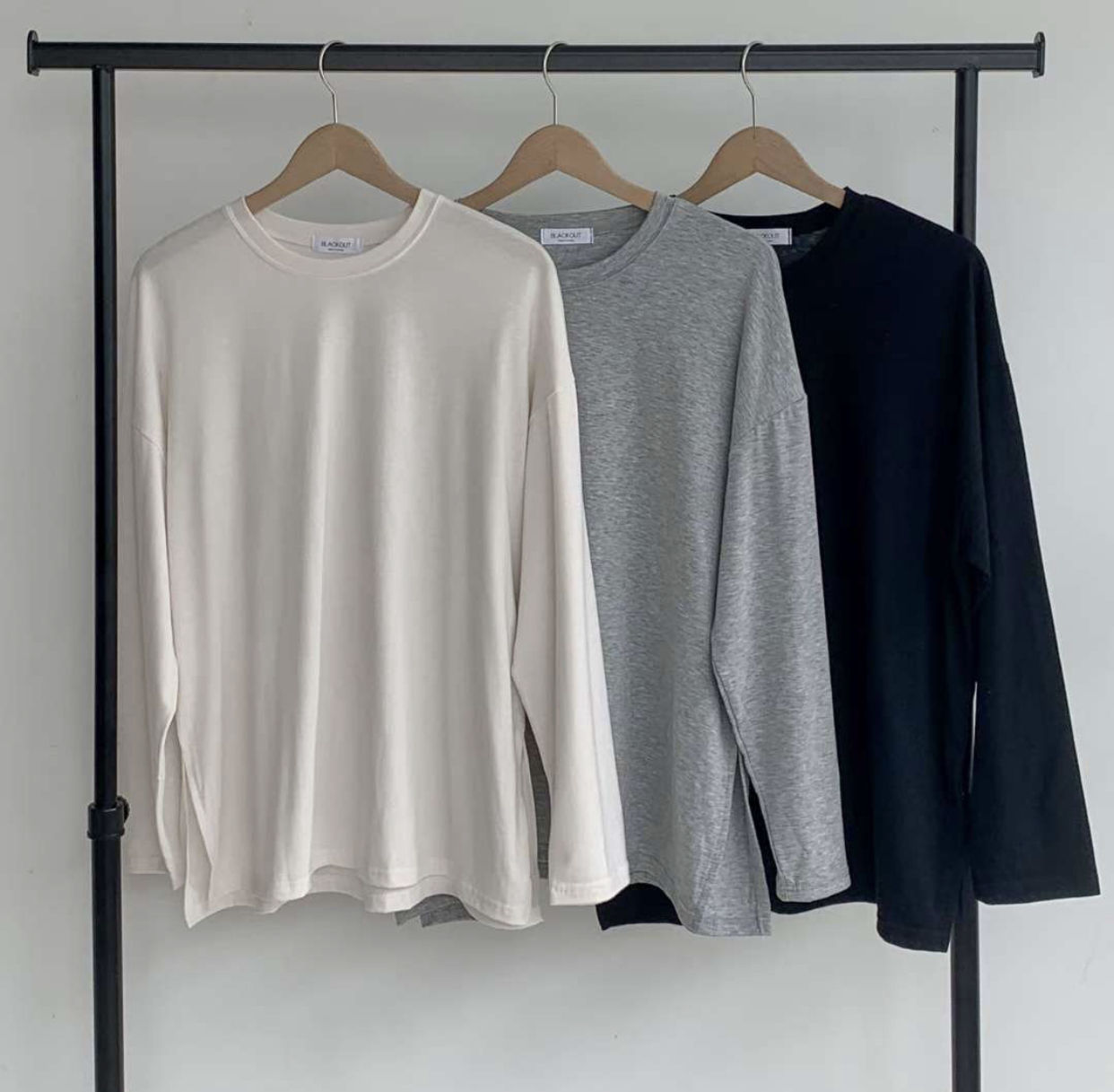 WOO SUNG東大門㊣實拍女士新品時尚推薦休閑真品25秋冬長袖T恤WOO SUNG長袖T恤圖色3左三色