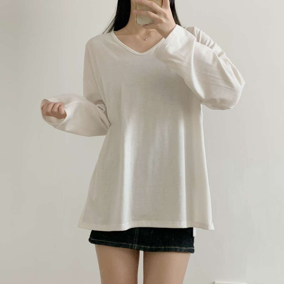 WOO SUNG東大門㊣代購女裝新款人氣熱賣25秋冬真品長袖T恤V領WOO SUNG長袖T恤圖色1