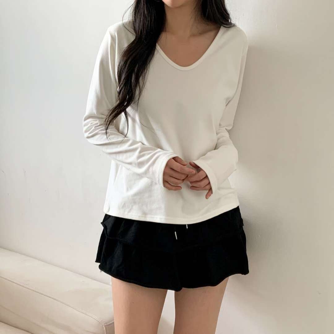 WOO SUNG東大門㊣直郵女士新品時尚職業熱賣真品長袖T恤V領WOO SUNG長袖T恤
