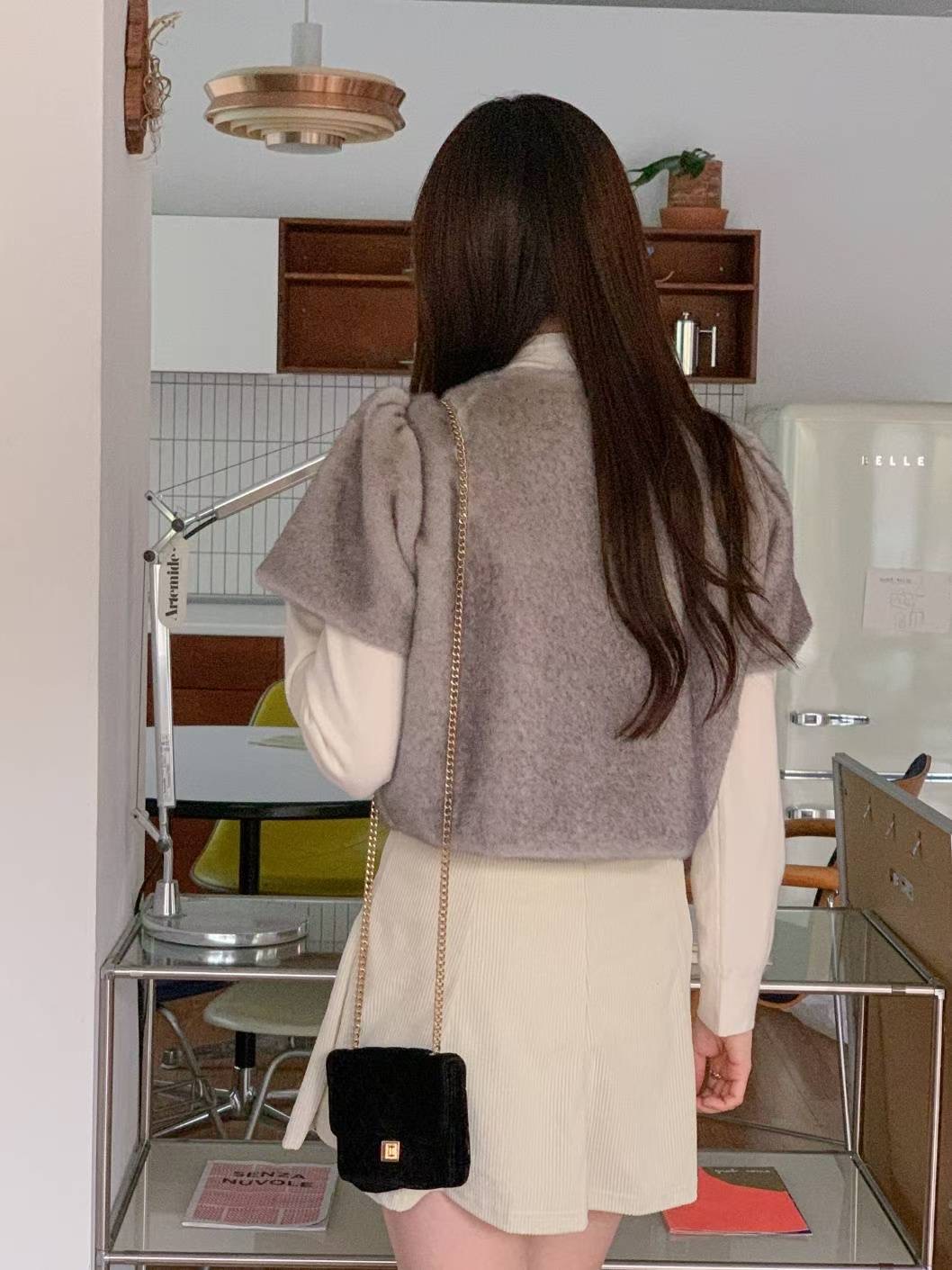 CIRCLE-써클-T東大門㊣直郵女裝新款熱賣針織衫不含內搭貂皮褶皺CIRCLE針織衫