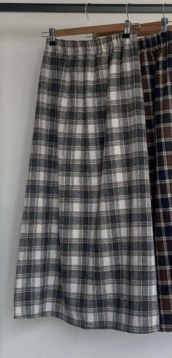 WOO SUNG東大門㊣直郵女裝新款熱賣職業推薦25秋冬長裙羊毛格子WOO SUNG長裙圖色1