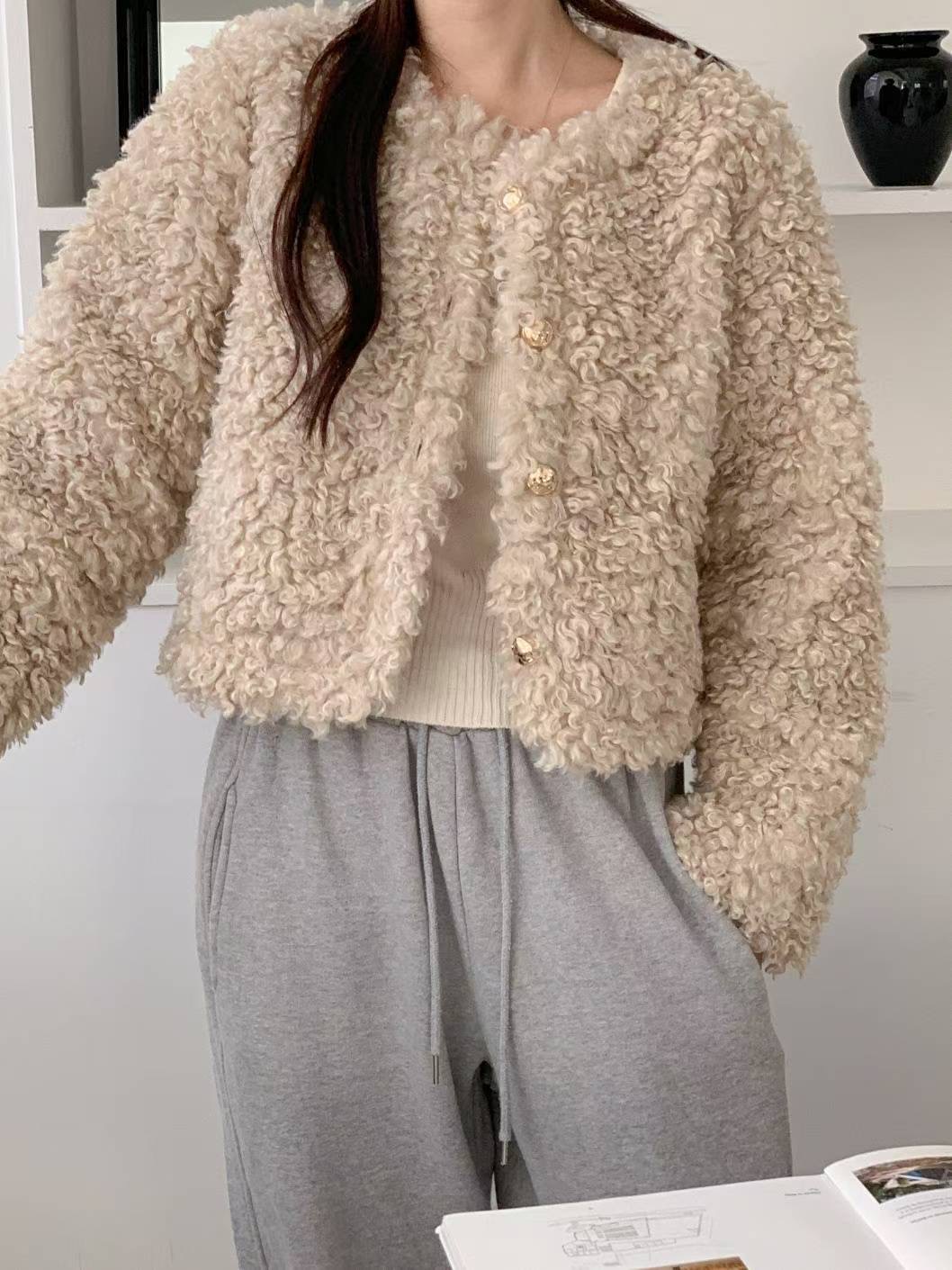 CIRCLE-써클-T東大門㊣代購女士新款25秋冬職業短款大衣皮草CIRCLE短款大衣