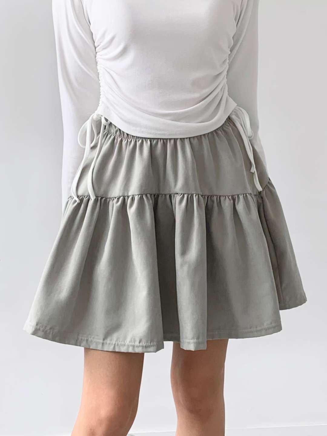 WOO SUNG東大門㊣代購女士新品25秋冬熱賣推薦職業短裙絨面革WOO SUNG短裙圖色1