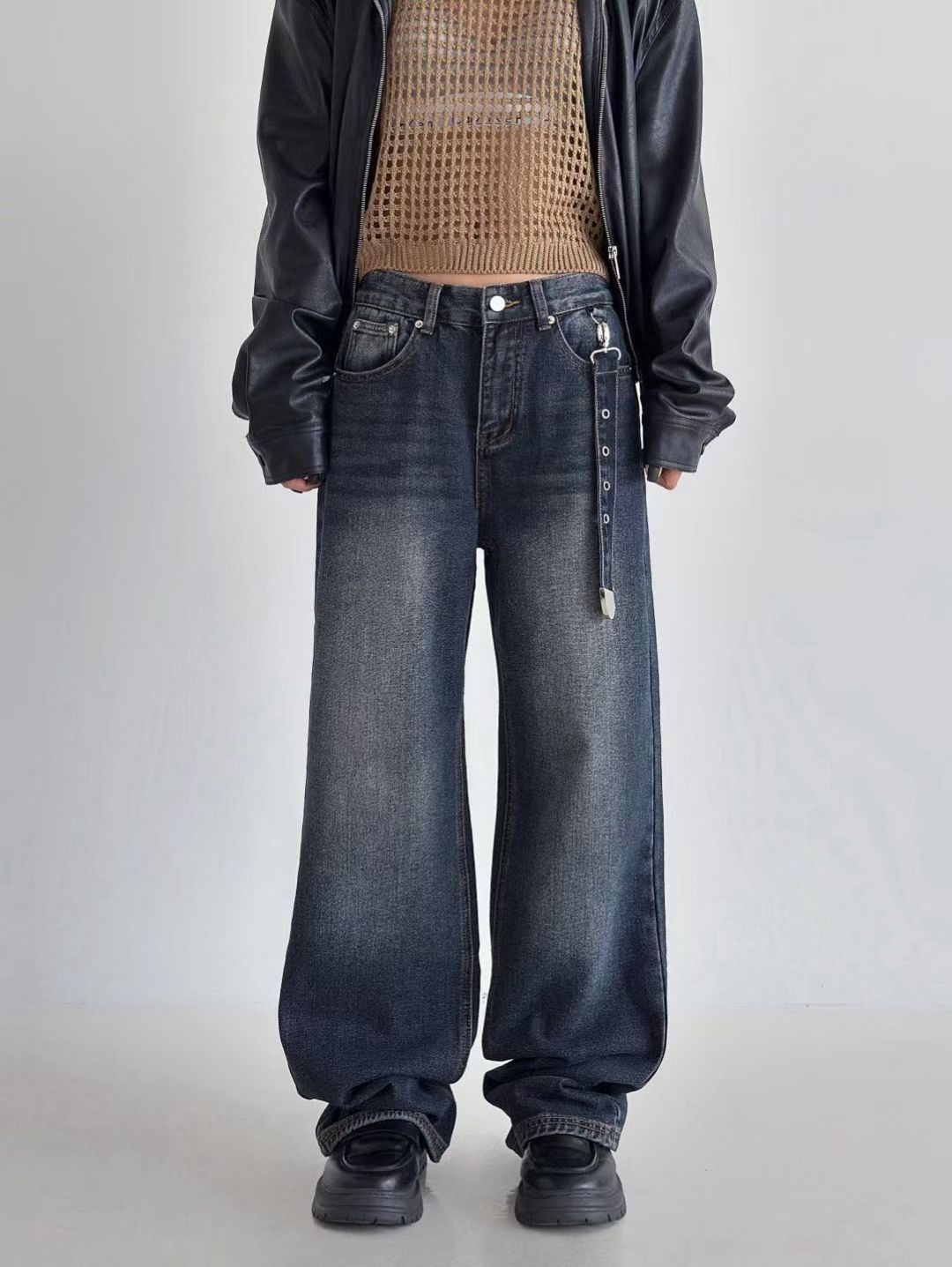 PUBLIC&amp;CO GIRL韓國代購㊣女裝新款25秋冬牛仔褲拉絨PUBLIC&amp;CO GIRL牛仔褲圖色1