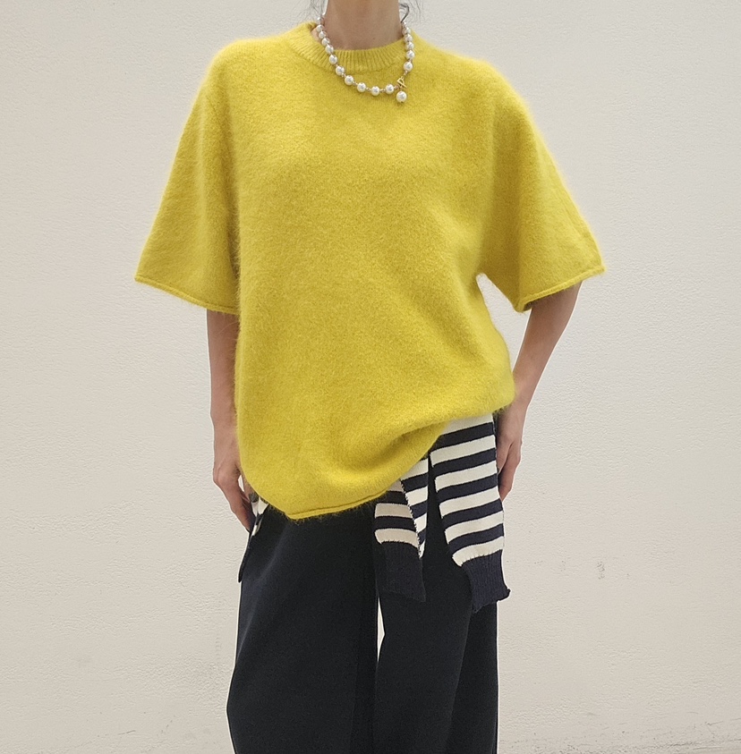 NEOUL東大門㊣代購女士新款推薦熱賣休閑時尚職業針織衫安哥拉NEOUL/ahin雙領標簽針織衫