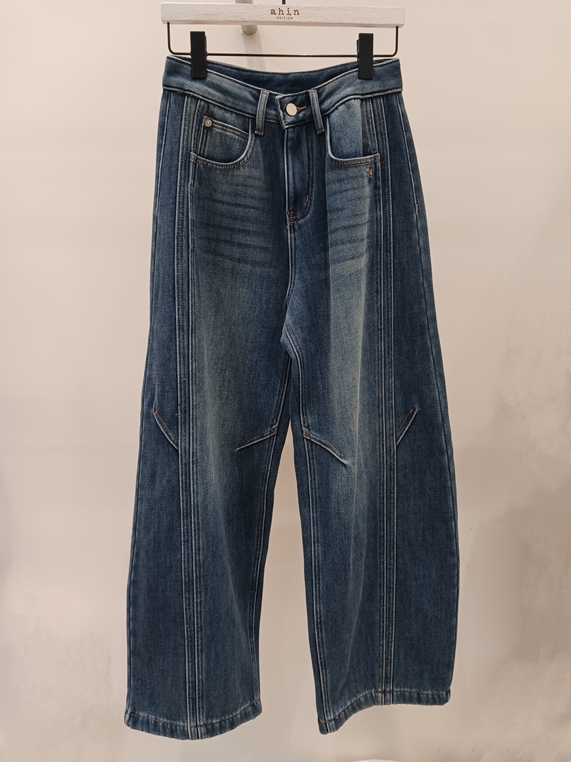 NEOUL東大門㊣直郵女士新品25秋冬時尚熱賣真品休閑推薦牛仔褲NEOUL/ahin雙領標簽牛仔褲圖色1