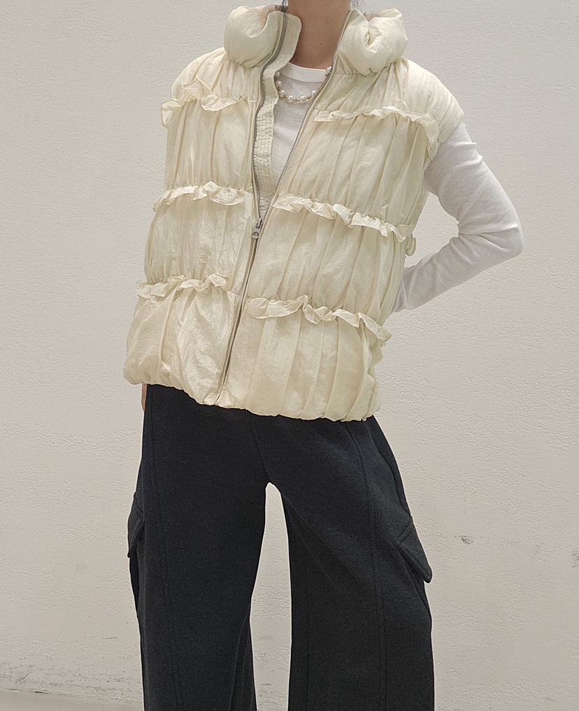 NEOUL韓國代購㊣女裝新品25秋冬推薦時尚職業休閑熱賣馬甲填充NEOUL/ahin雙領標簽馬甲