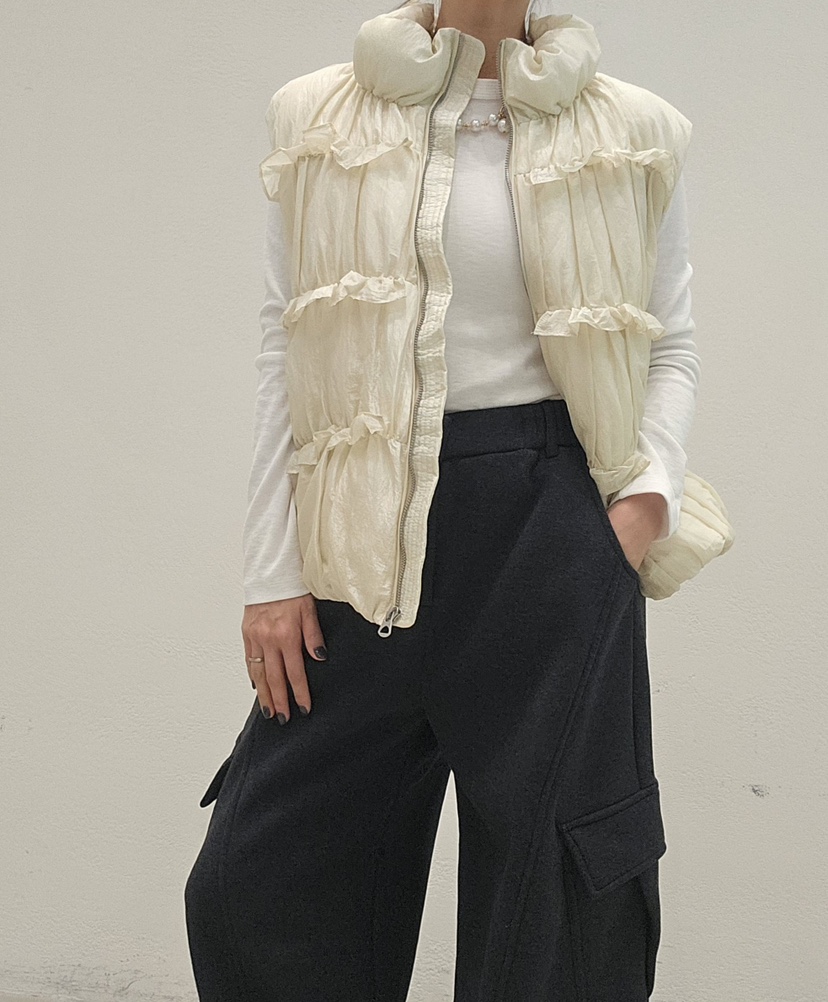 NEOUL韓國代購㊣女裝新品25秋冬推薦時尚職業休閑熱賣馬甲填充NEOUL/ahin雙領標簽馬甲