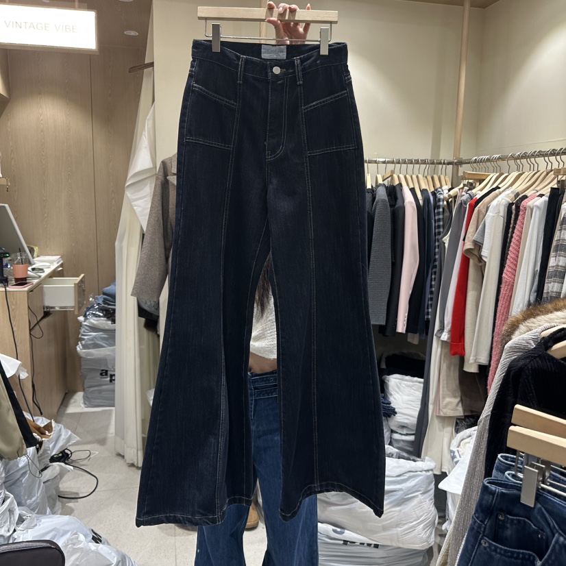 VINTAGE VIBE韓國代購㊣女士新品推薦熱賣職業休閑時尚牛仔褲VINTAGE VIBE牛仔褲圖色1