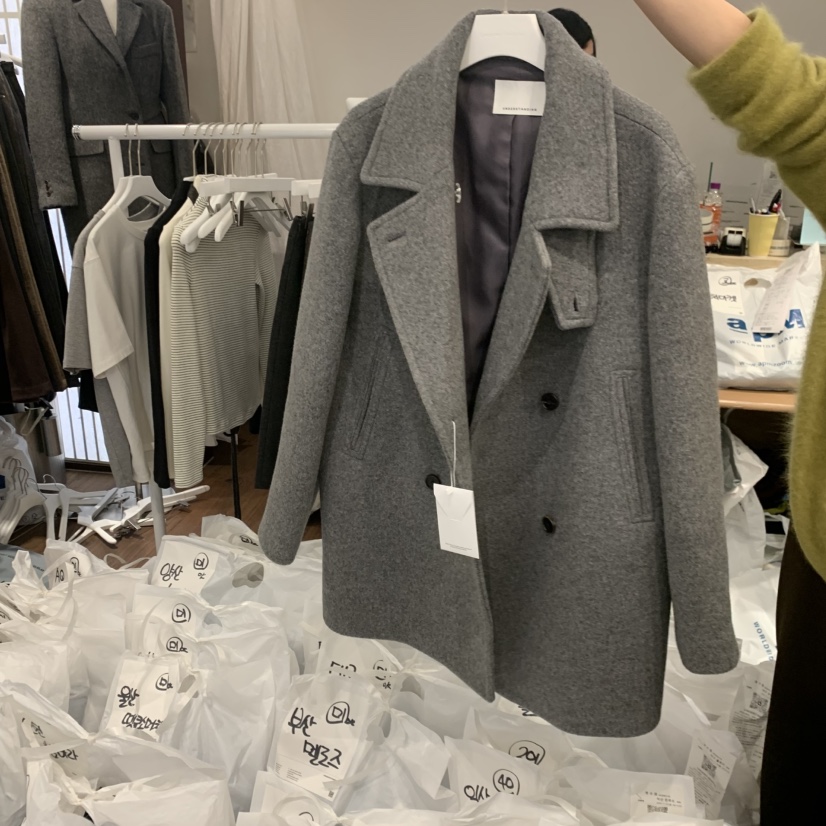 UNDERSTANDING東大門㊣代購女裝新款推薦真品25秋冬短款大衣UNDERSTANDING短款大衣圖色1