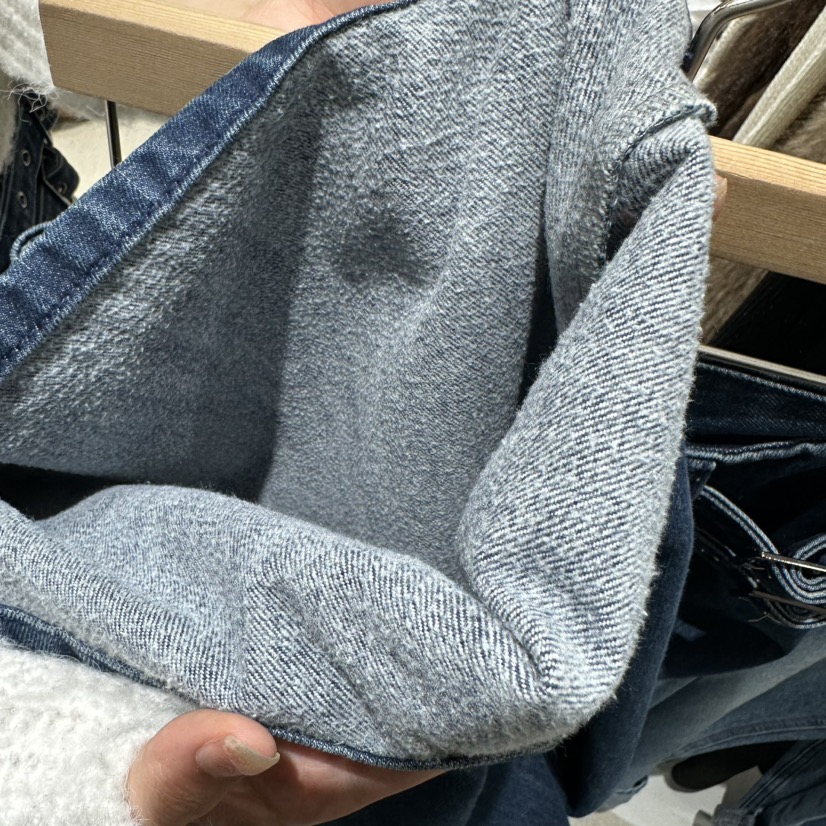 VINTAGE VIBE韓國直郵㊣女士新品熱賣真品時尚牛仔褲拉絨褶皺VINTAGE VIBE牛仔褲