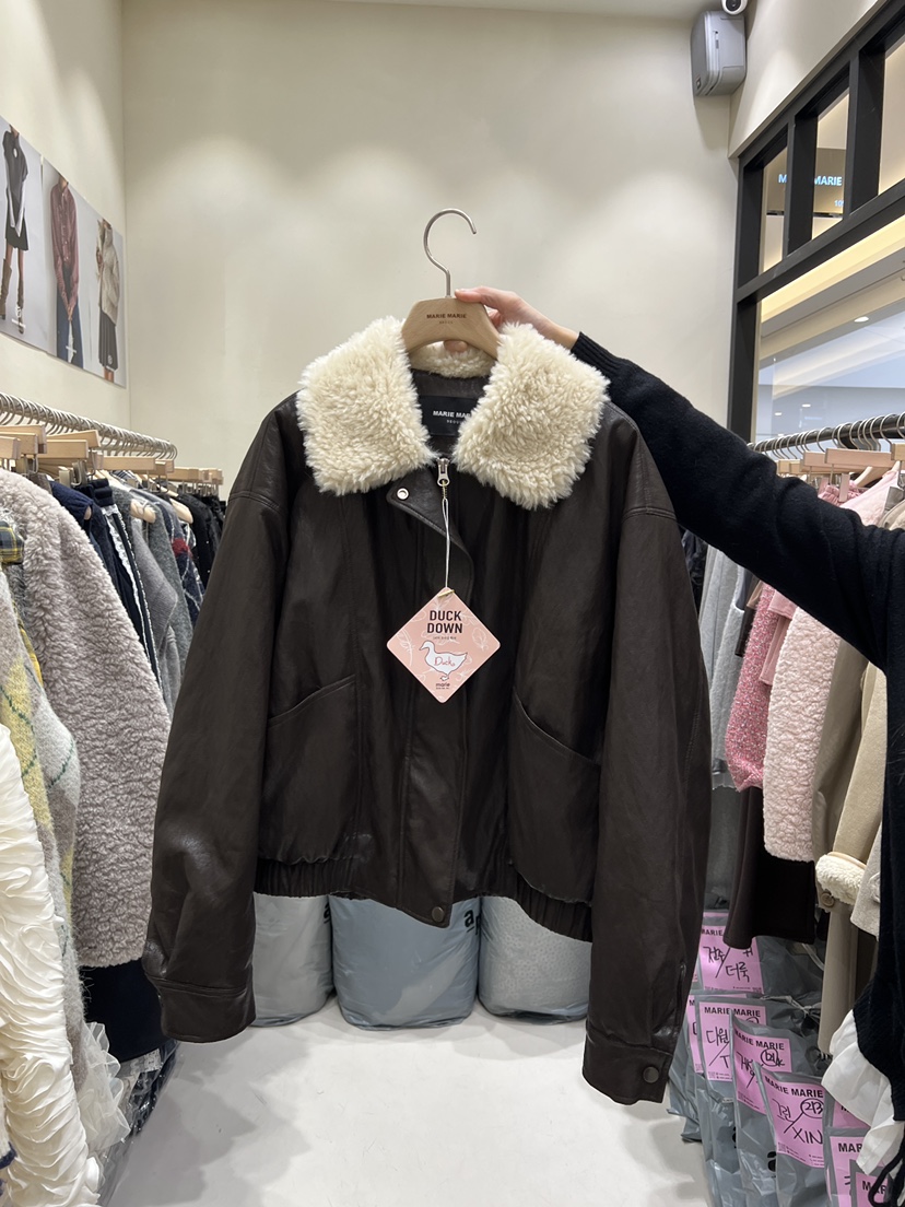 MARIE MARIE東大門㊣直郵女士新品時尚推薦25秋冬皮衣皮革鴨絨MARIE MARIE皮衣圖色1棕色