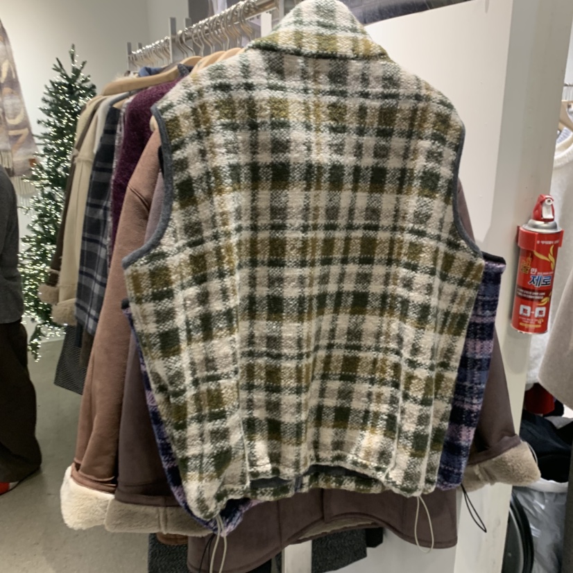 UNDERSON東大門㊣實拍女裝新款時尚25秋冬休閑人氣馬甲格子UNDERSON馬甲