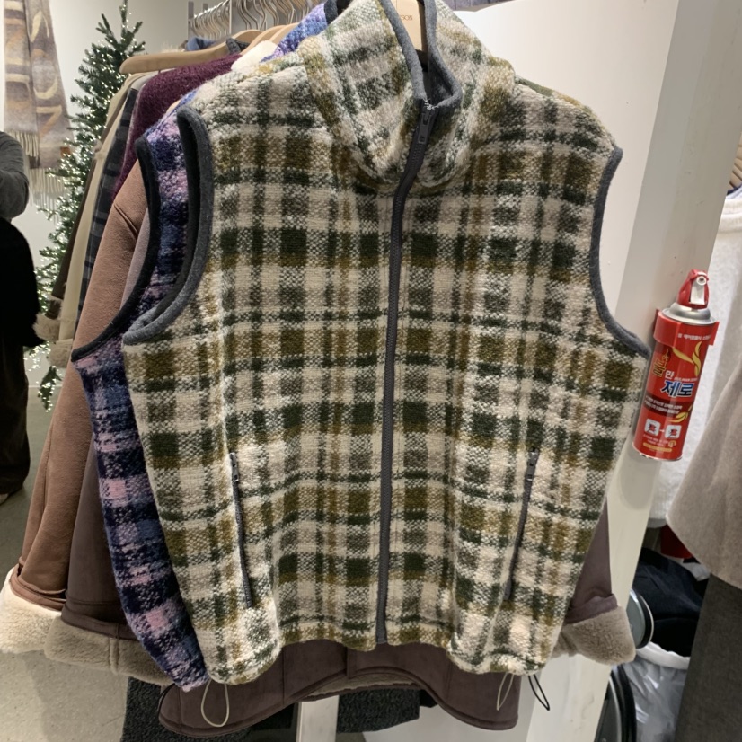 UNDERSON東大門㊣實拍女裝新款時尚25秋冬休閑人氣馬甲格子UNDERSON馬甲圖色1